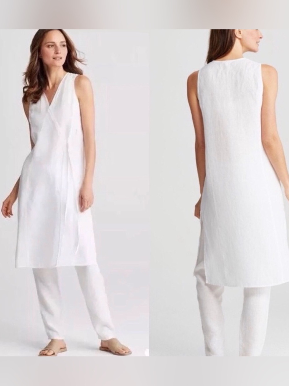 Eileen Fisher | Handkerchief organic Linen Wrap Tunic Dress Vest Women’s size M